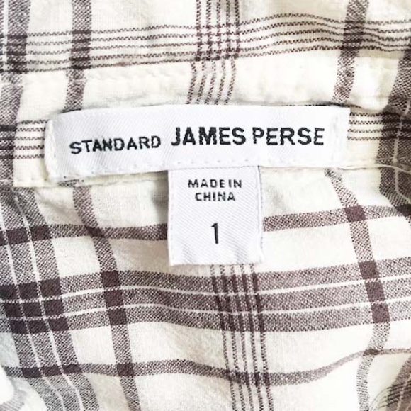 JAMES PERSE Brown Plaid Print Shirt - Picture 5 of 6